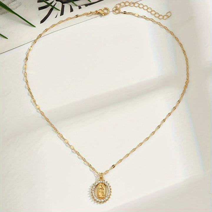 Christianartworkshop Oval Our Lady Necklace with Encircled Cubic Zirconia: Embody Her Tender Grace - image 3