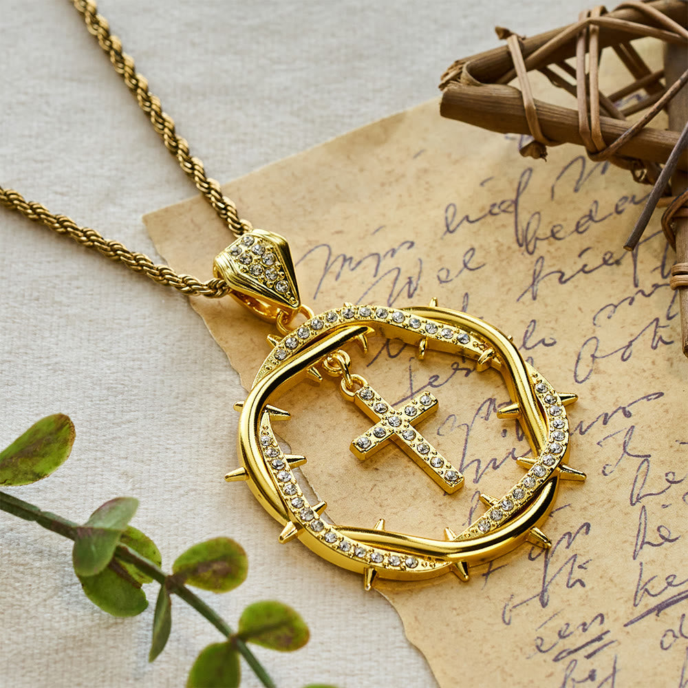 FREE Today: Thorn Crown & Cross Pendant: Faith & Grace Reminder for Daily Wear - Golden - image 2