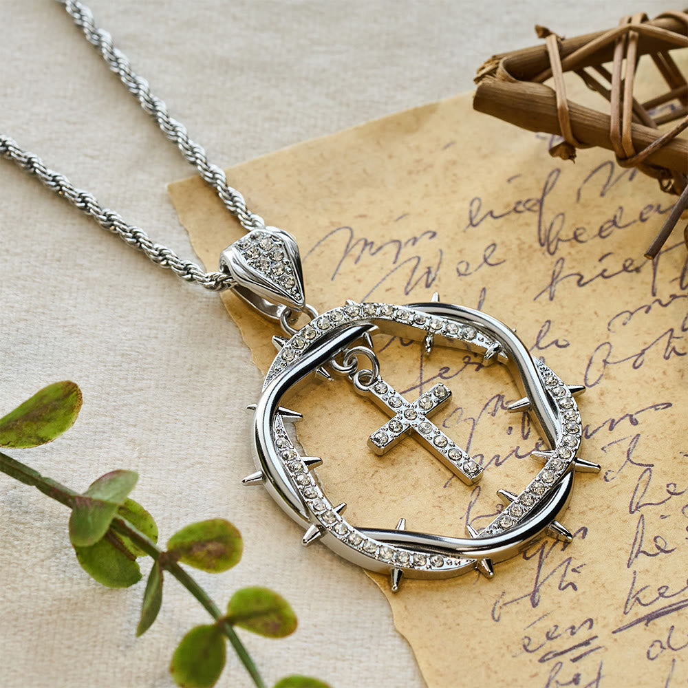 FREE Today: Thorn Crown & Cross Pendant: Faith & Grace Reminder for Daily Wear - Silver - image 11