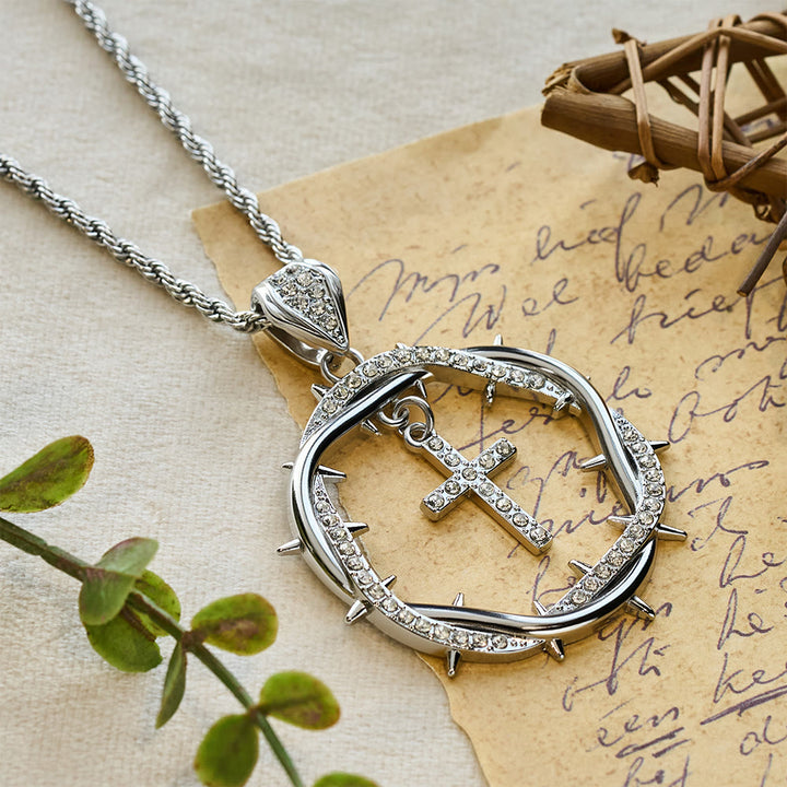 FREE Today: Thorn Crown & Cross Pendant: Faith & Grace Reminder for Daily Wear - Silver - image 11