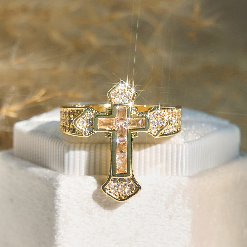 ChristianArtworkshop Cross Ring with Cubic Zirconia Accents
