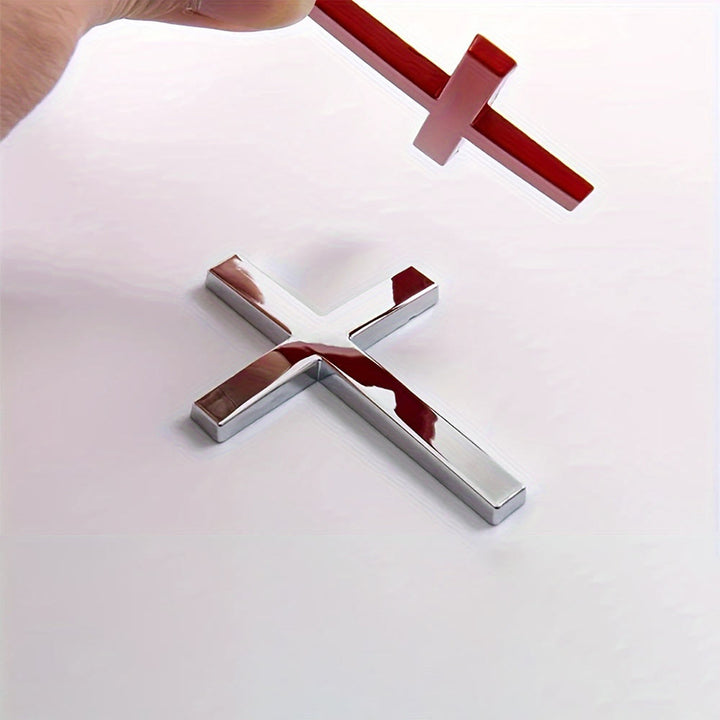 FREE Today: Durable Metal Cross Car Decal: Remind of His Quiet Guidance on the Road - Silver (Set of 4) - image 3