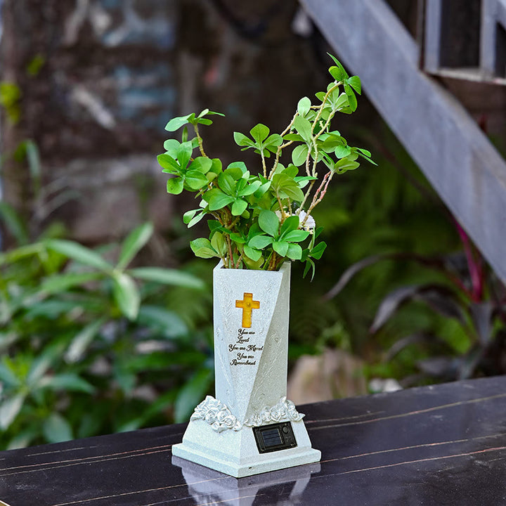Christianartworkshop Solar-Powered Cross Cemetery Vase Ornament: Carry His Grace in Tender Moments - image 4