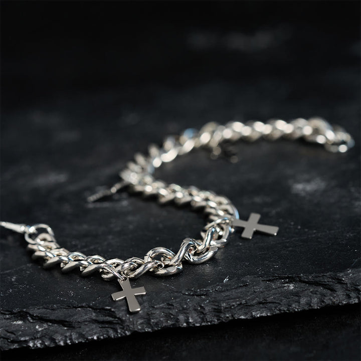 Christianartworkshop Curb Chain Bracelet with Dangling Cross Charms: Embody His Bold Grace - image 2