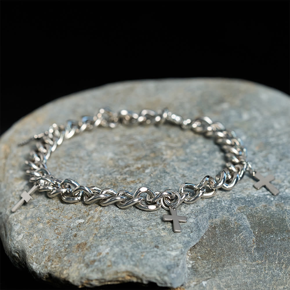 Christianartworkshop Curb Chain Bracelet with Dangling Cross Charms: Embody His Bold Grace - image 3
