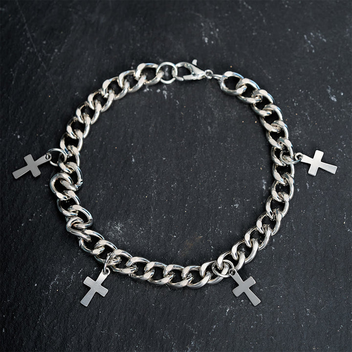 Christianartworkshop Curb Chain Bracelet with Dangling Cross Charms: Embody His Bold Grace - image 4