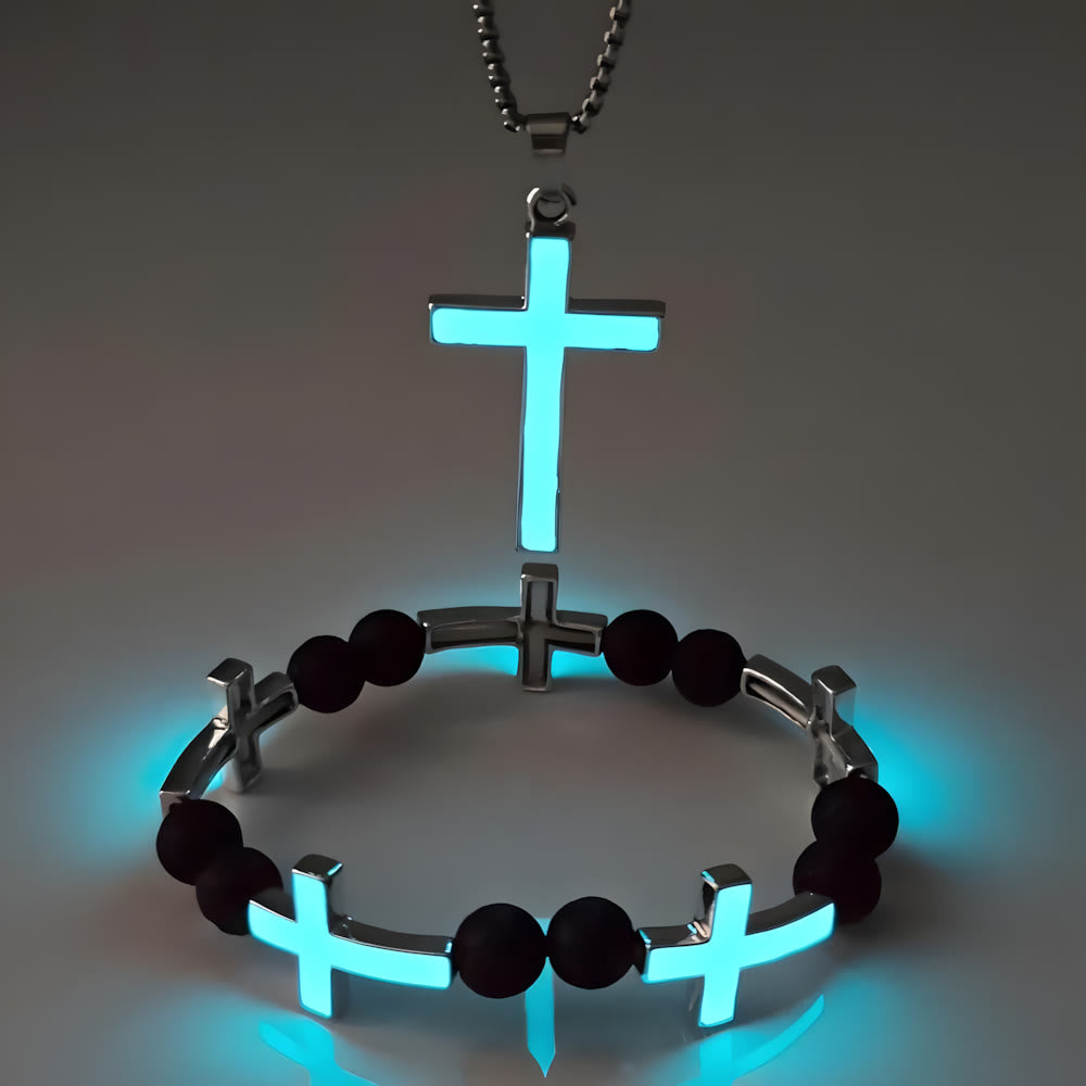 FREE Today: Luminous Cross Necklace & Beaded Bracelet Set: Remind of His Quiet Light - image 4