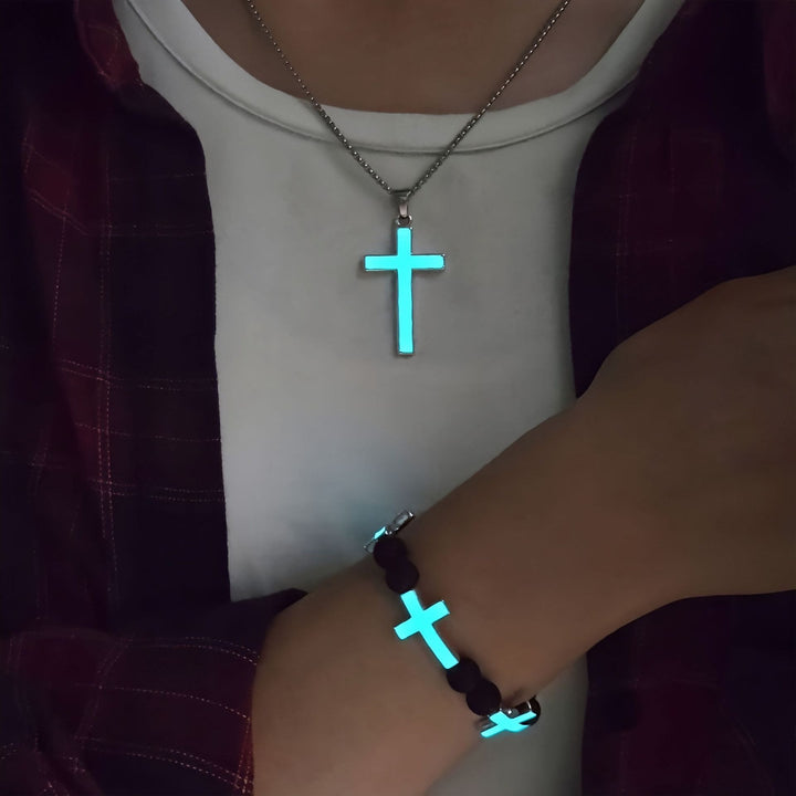 FREE Today: Luminous Cross Necklace & Beaded Bracelet Set: Remind of His Quiet Light - image 1