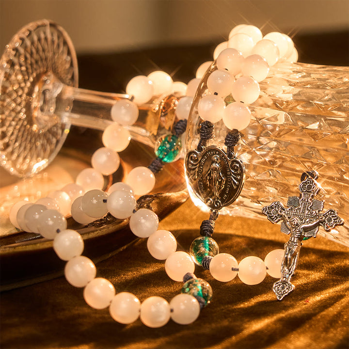 Christianartworkshop Color-Shifting Cat's Eye Rosary with Our Lady Guardian: Iridescent Faith Design - image 11