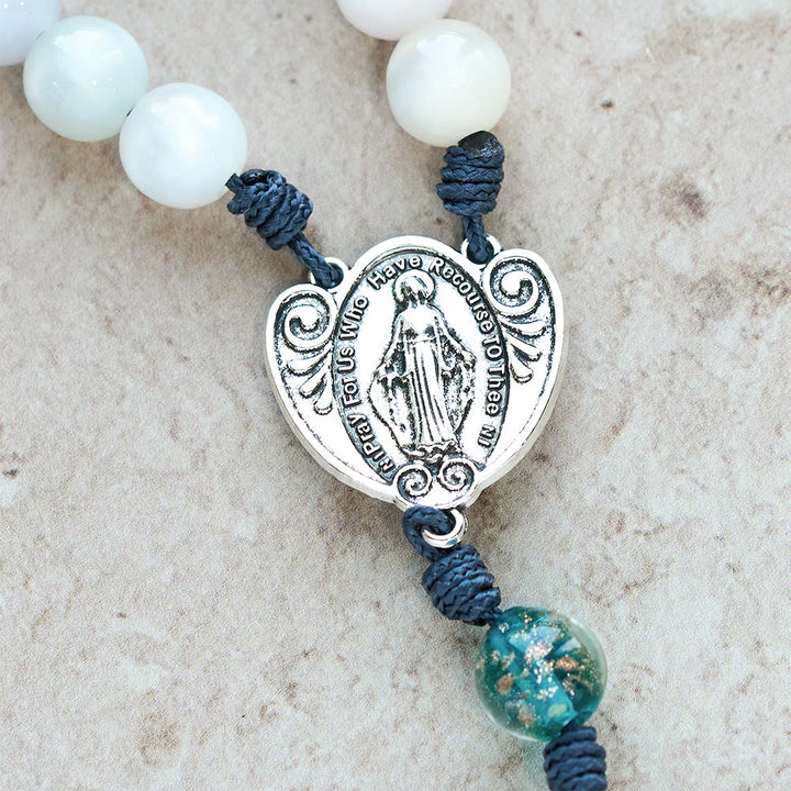 Christianartworkshop Color-Shifting Cat's Eye Rosary with Our Lady Guardian: Iridescent Faith Design - image 15