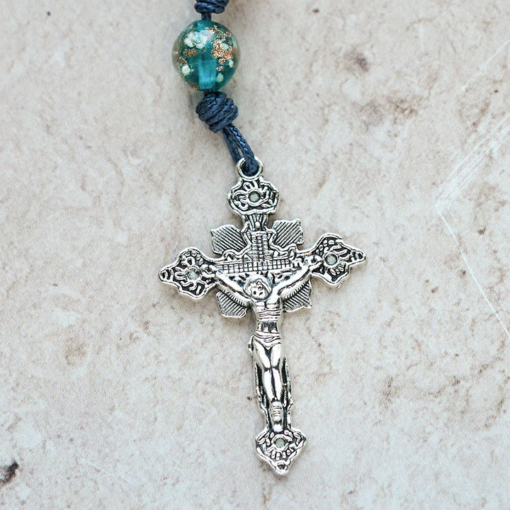 Christianartworkshop Color-Shifting Cat's Eye Rosary with Our Lady Guardian: Iridescent Faith Design - image 14