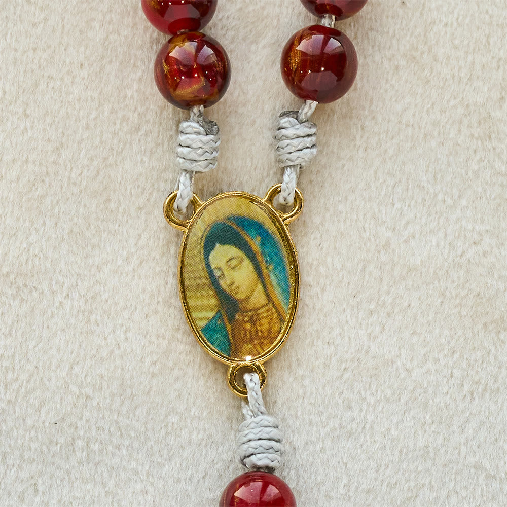 FREE Today: Sparkle Wine Red Seven Sorrows Faith Rosary with Vintage Golden Our Lady Medal - image 6