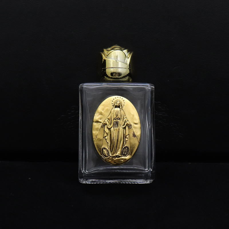 Christianartworkshop Embossed Sacred Icon Holy Water Bottle: Carry His Care in Spiritual Moments - Square Bottle - Miraculous Medal - Golden - image 7