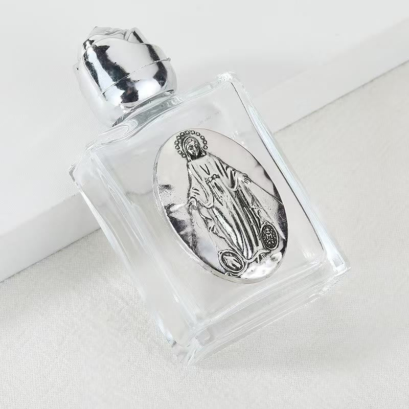 Christianartworkshop Embossed Sacred Icon Holy Water Bottle: Carry His Care in Spiritual Moments - Square Bottle - Miraculous Medal - Silver - image 16