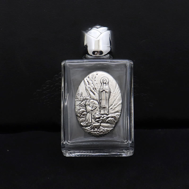Christianartworkshop Embossed Sacred Icon Holy Water Bottle: Carry His Care in Spiritual Moments - Square Bottle - Our Lady of Fatima - Silver - image 17