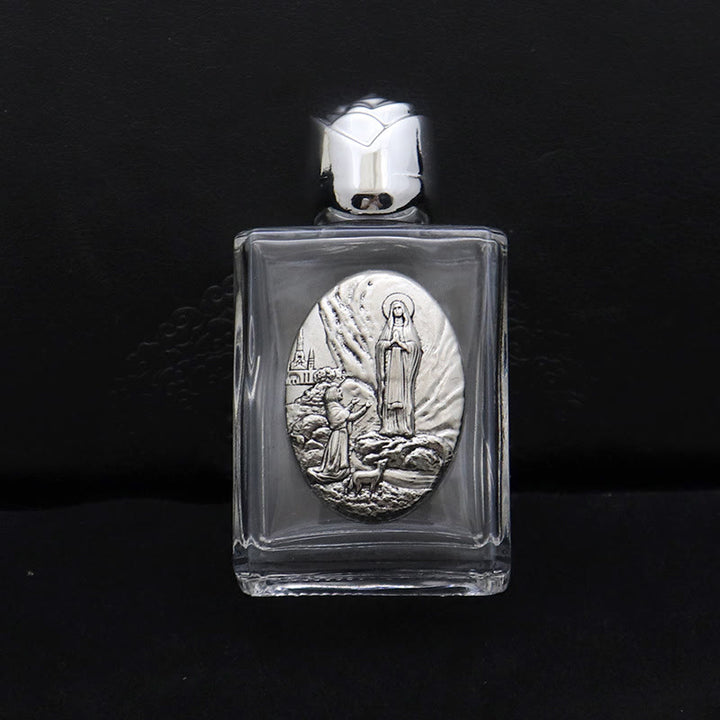 Christianartworkshop Embossed Sacred Icon Holy Water Bottle: Carry His Care in Spiritual Moments - Square Bottle - Our Lady of Fatima - Silver - image 17