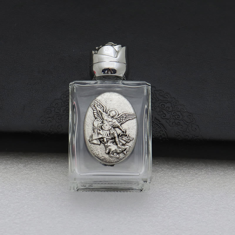 Christianartworkshop Embossed Sacred Icon Holy Water Bottle: Carry His Care in Spiritual Moments - Square Bottle - St. Michael - Silver - image 24