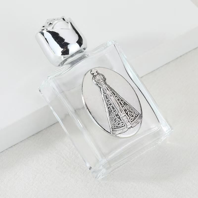 Christianartworkshop Embossed Sacred Icon Holy Water Bottle: Carry His Care in Spiritual Moments - Square Bottle - Our Lady of Aparecida - Silver - image 21