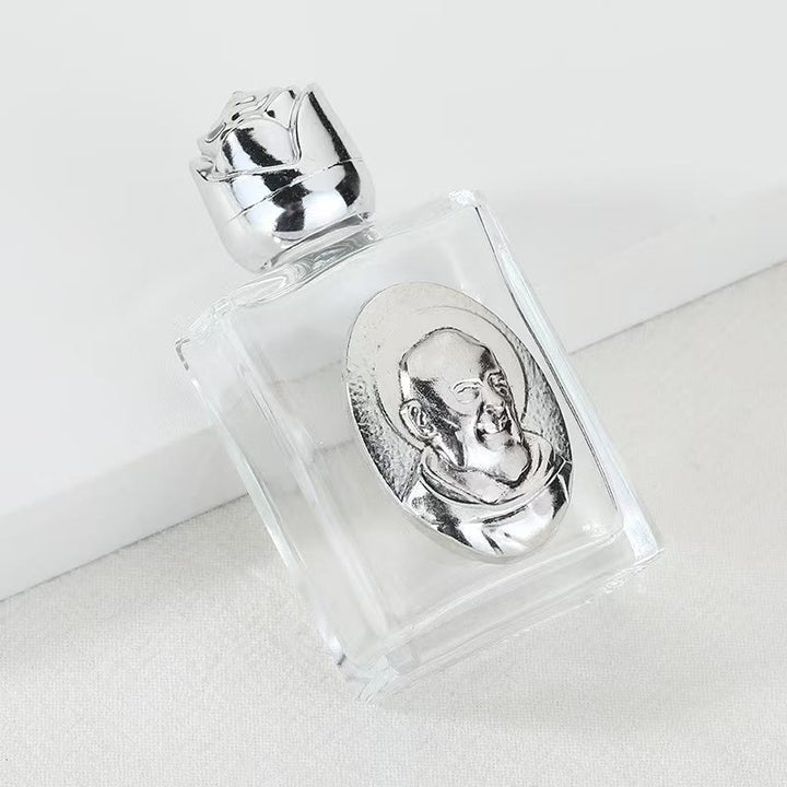 Christianartworkshop Embossed Sacred Icon Holy Water Bottle: Carry His Care in Spiritual Moments - Square Bottle - Pope Francis - Silver - image 20