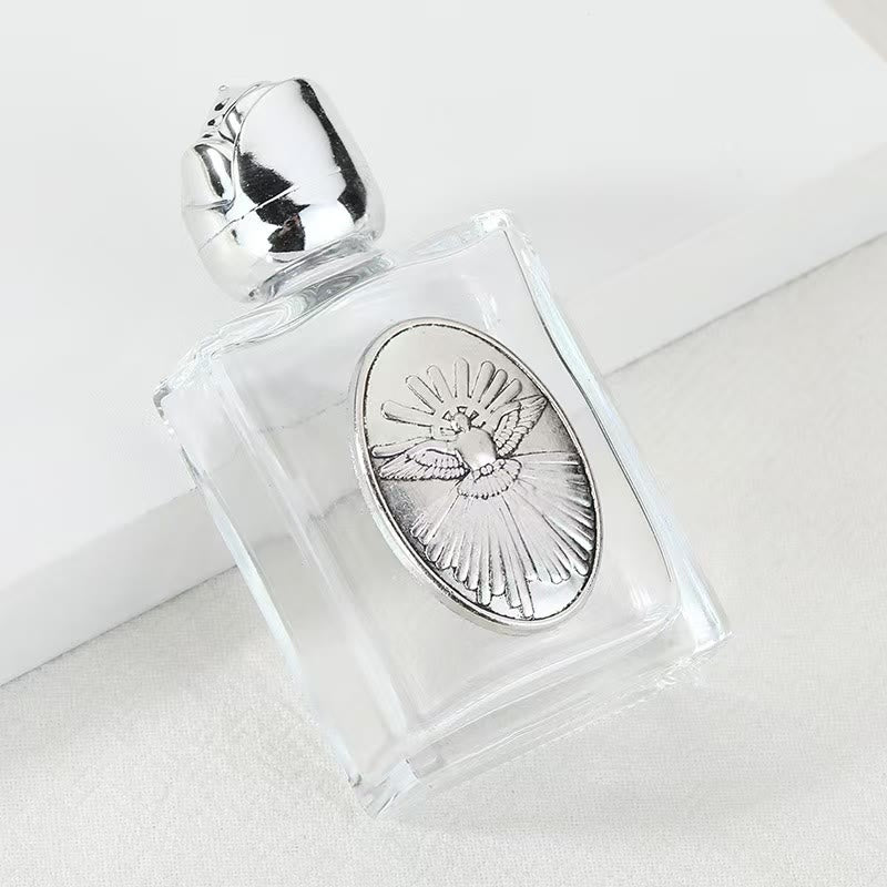 Christianartworkshop Embossed Sacred Icon Holy Water Bottle: Carry His Care in Spiritual Moments - Square Bottle - Holy Spirit - Silver - image 23