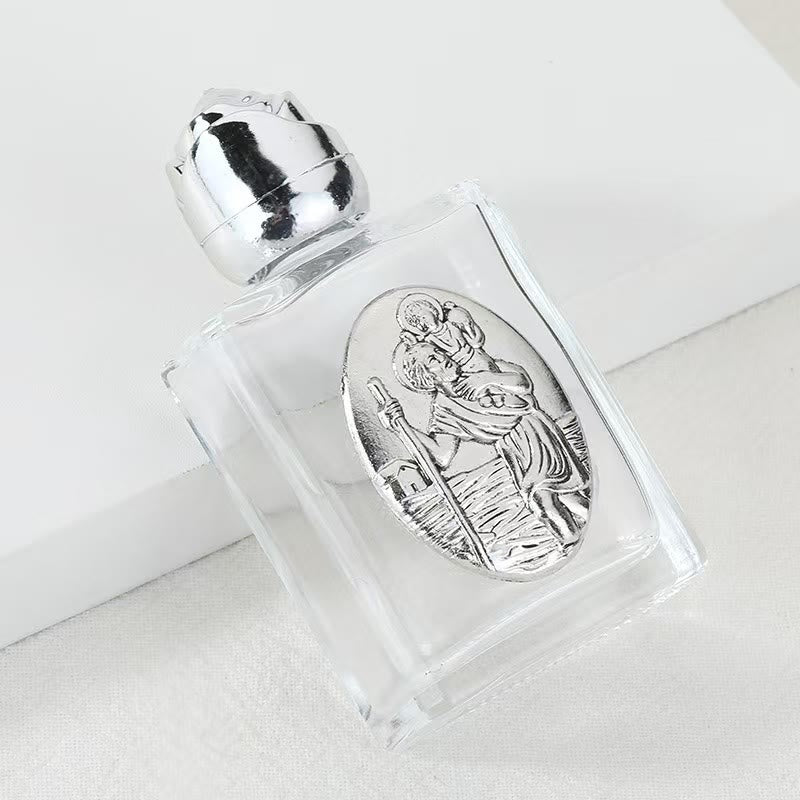 Christianartworkshop Embossed Sacred Icon Holy Water Bottle: Carry His Care in Spiritual Moments - Square Bottle - St. Christopher - Silver - image 18