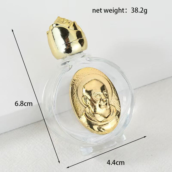 Christianartworkshop Embossed Sacred Icon Holy Water Bottle: Carry His Care in Spiritual Moments - Round Bottle - Pope Francis - Golden - image 27