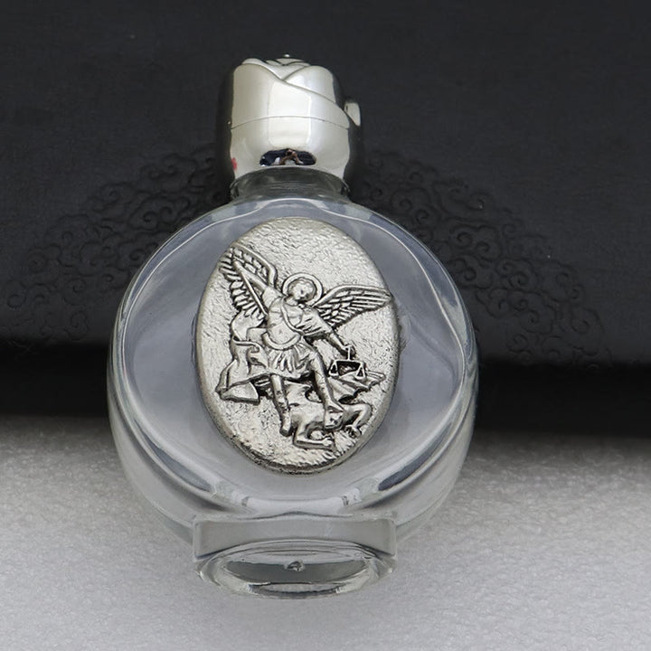 Christianartworkshop Embossed Sacred Icon Holy Water Bottle: Carry His Care in Spiritual Moments - Round Bottle - St. Michael - Silver - image 48