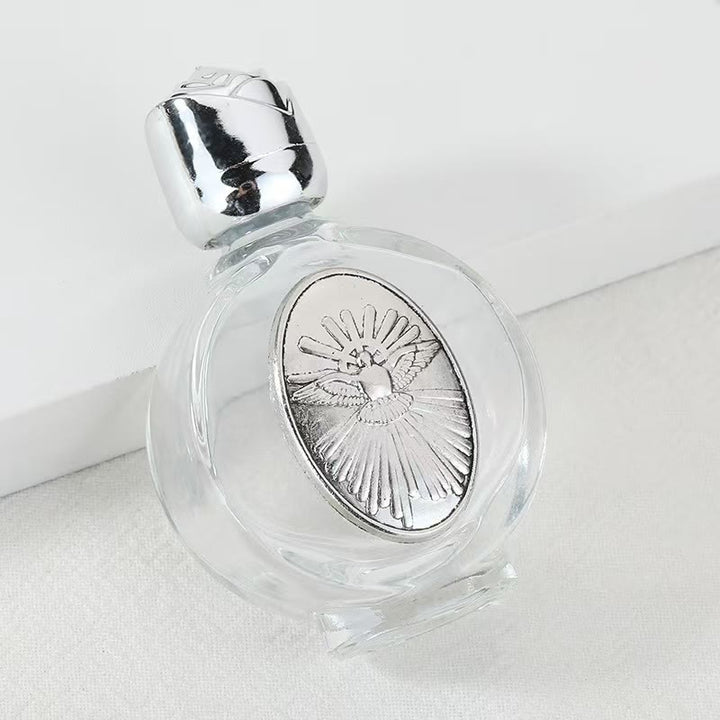 Christianartworkshop Embossed Sacred Icon Holy Water Bottle: Carry His Care in Spiritual Moments - Round Bottle - Holy Spirit - Silver - image 47