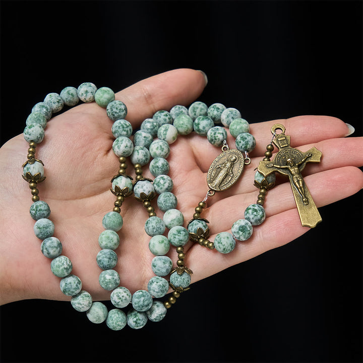 Christianartworkshop Natural Matte Sandstone Faith Rosary with Bronze Crucifix & Our Lady - Our Lady & Crucifix - image 0