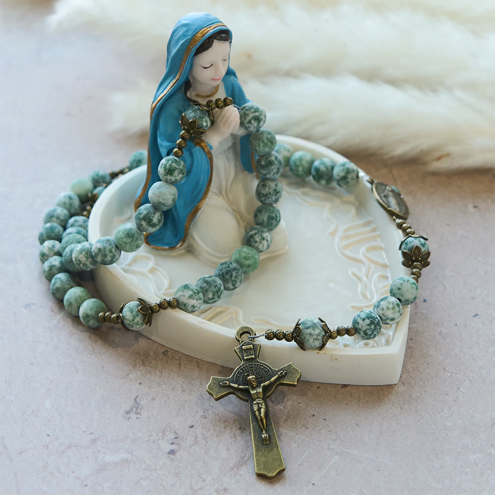 Christianartworkshop Natural Matte Sandstone Faith Rosary with Bronze Crucifix & Our Lady - image 6