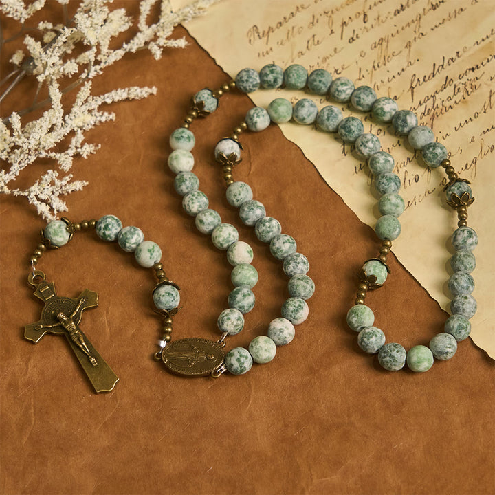 Christianartworkshop Natural Matte Sandstone Faith Rosary with Bronze Crucifix & Our Lady - image 3