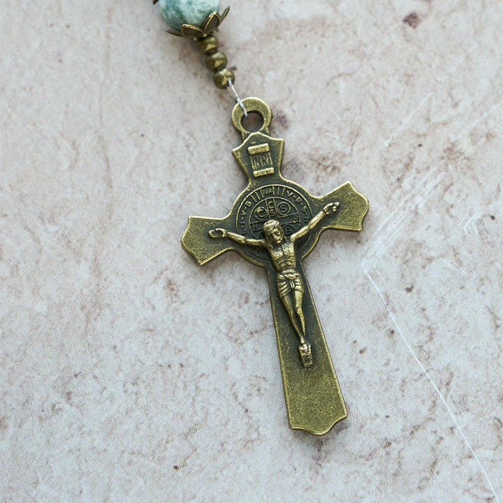 Christianartworkshop Natural Matte Sandstone Faith Rosary with Bronze Crucifix & Our Lady - image 10