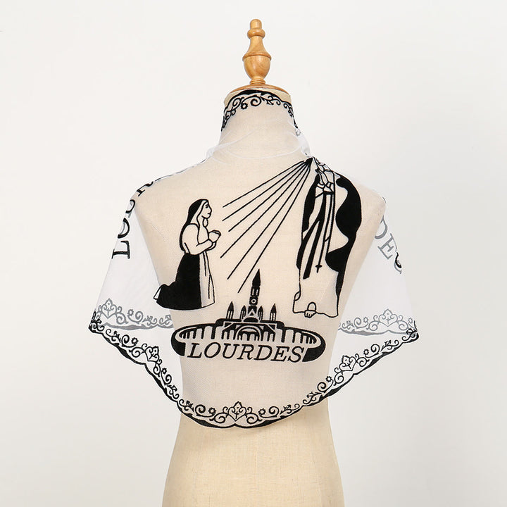 Christianartworkshop Lourdes Apparition Sheer Veil Scarf: Embody Her Tender Intercession - image 2