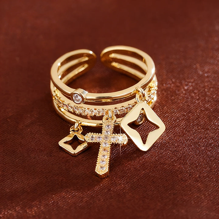Christianartworkshop Shimmering Cross Charm Layered Band Ring: Remind of His Quiet Peace - image 8