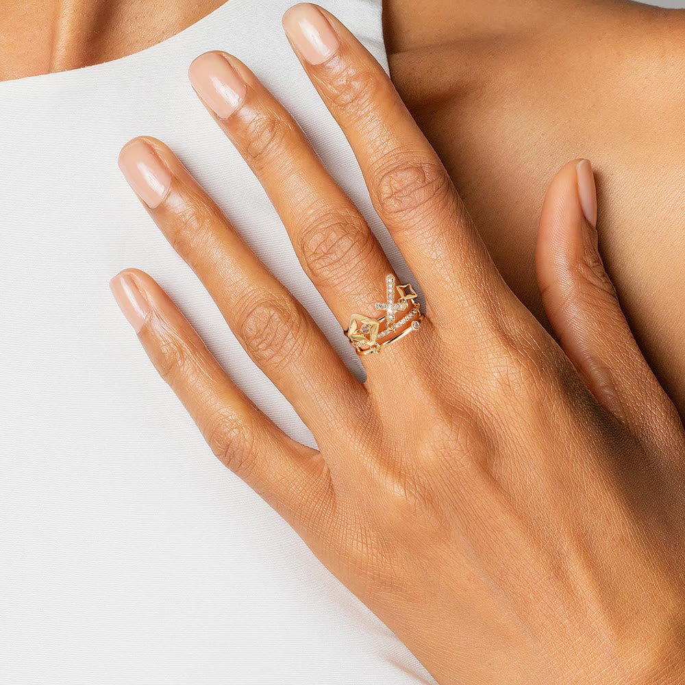 FREE Today: Shimmering Cross Charm Layered Band Ring: Remind of His Quiet Peace - image 1