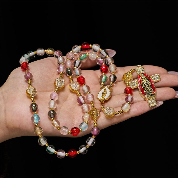 FREE Today: Rainbow Shimmer Cat's Eye Rosary with Our Lady Devotional Cross - Our Lady - image 0