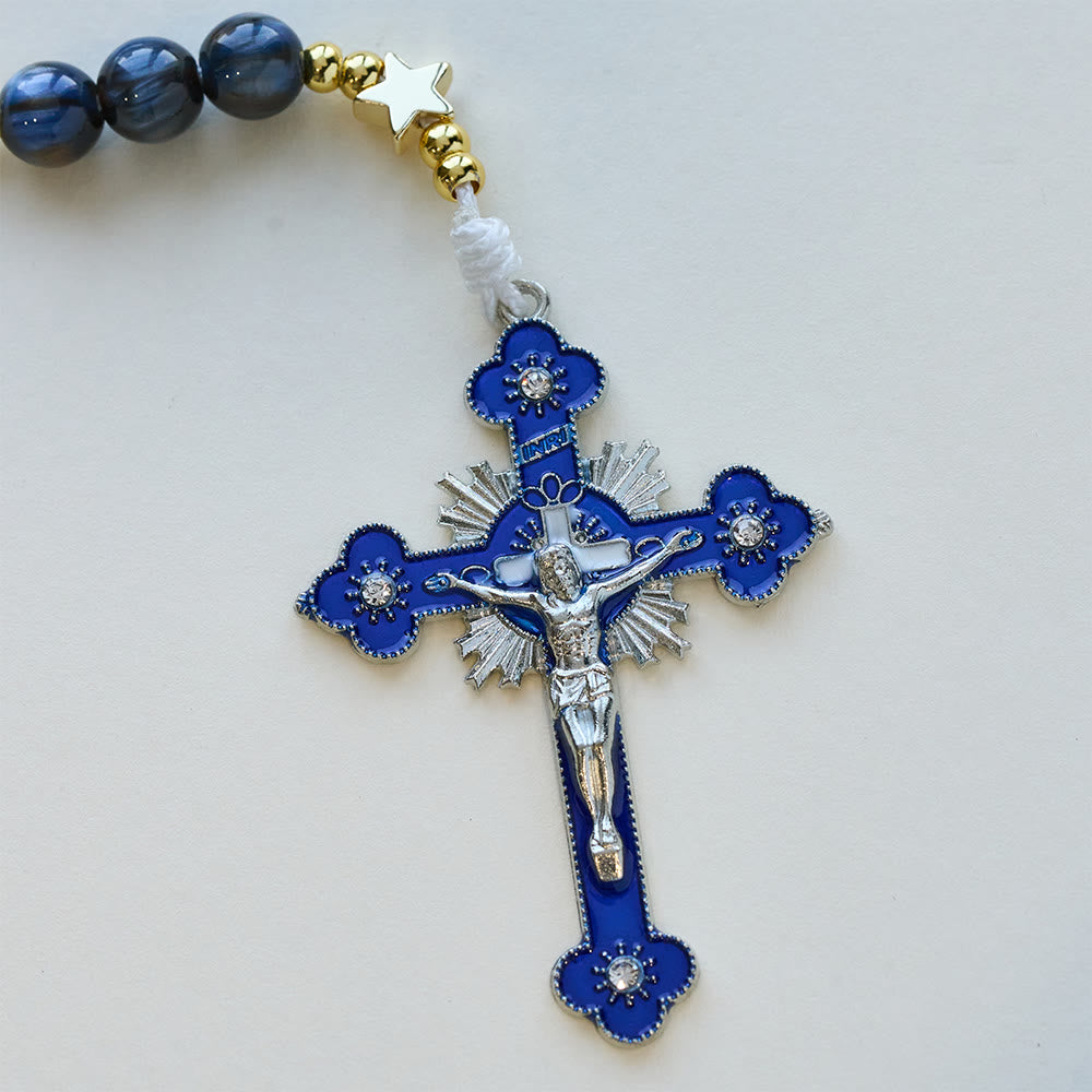 Christianartworkshop Starry Deep Blue Rosary with Star Spacers & Our Lady Devotion - image 7