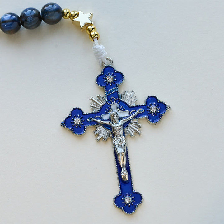 Christianartworkshop Starry Deep Blue Rosary with Star Spacers & Our Lady Devotion - image 7