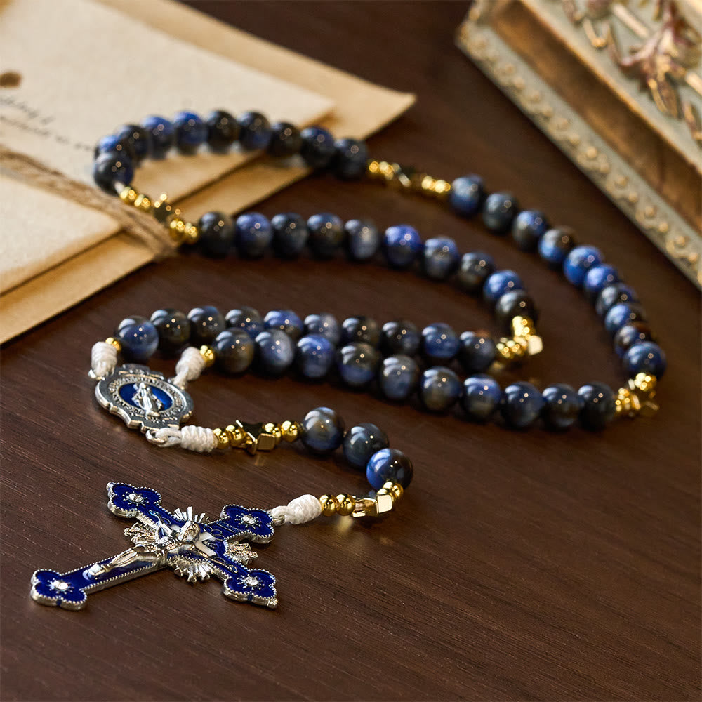 Christianartworkshop Starry Deep Blue Rosary with Star Spacers & Our Lady Devotion - image 3