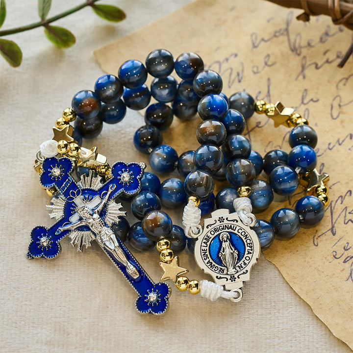 Christianartworkshop Starry Deep Blue Rosary with Star Spacers & Our Lady Devotion - image 4