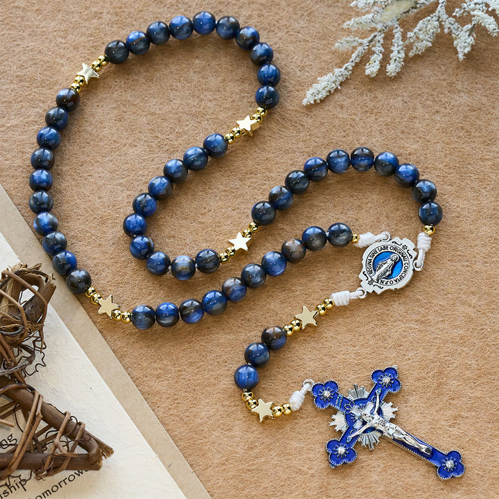 Christianartworkshop Starry Deep Blue Rosary with Star Spacers & Our Lady Devotion - Our Lady - image 0