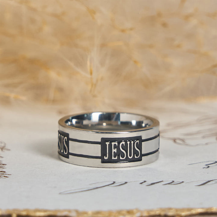 Christianartworkshop Bold JESUS Lettering Metal Ring: Carry His Grace in Daily Wear - image 2