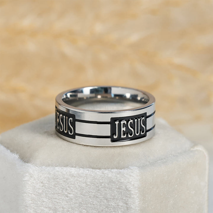 Christianartworkshop Bold JESUS Lettering Metal Ring: Carry His Grace in Daily Wear - image 4