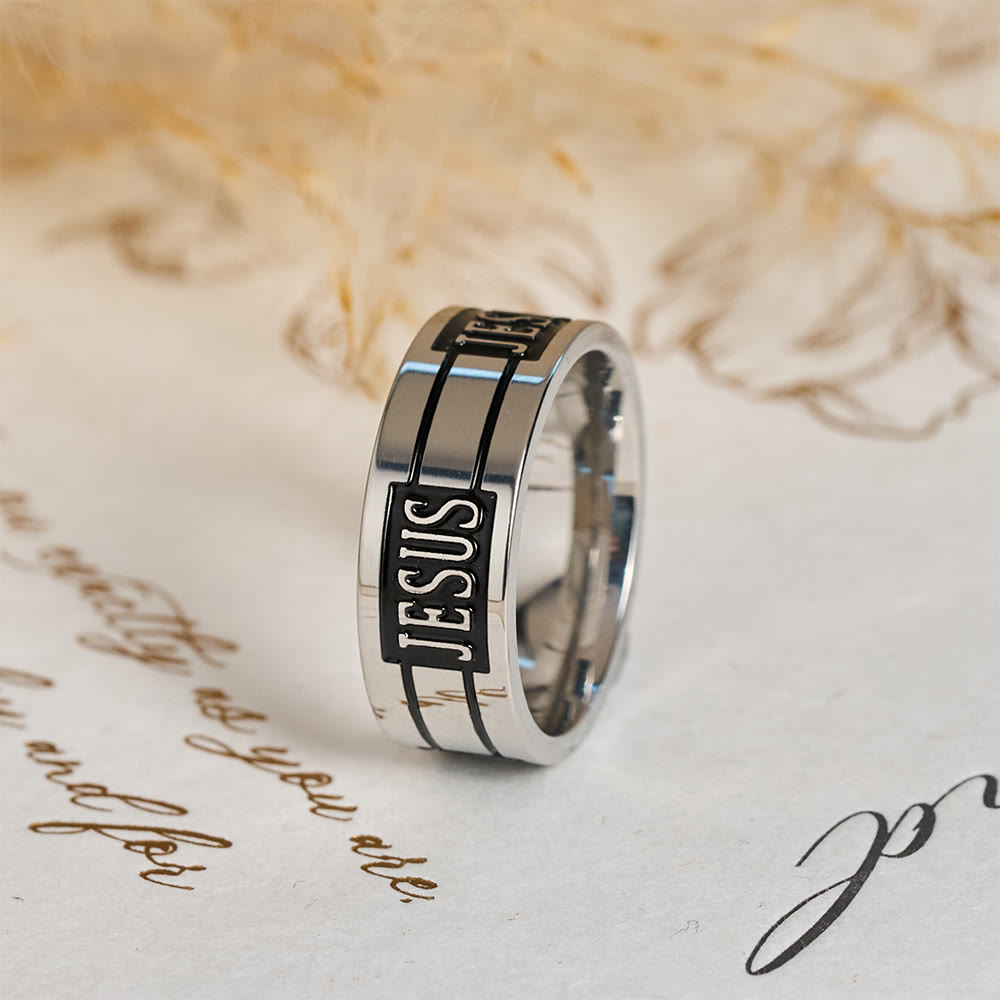 Christianartworkshop Bold JESUS Lettering Metal Ring: Carry His Grace in Daily Wear - image 3