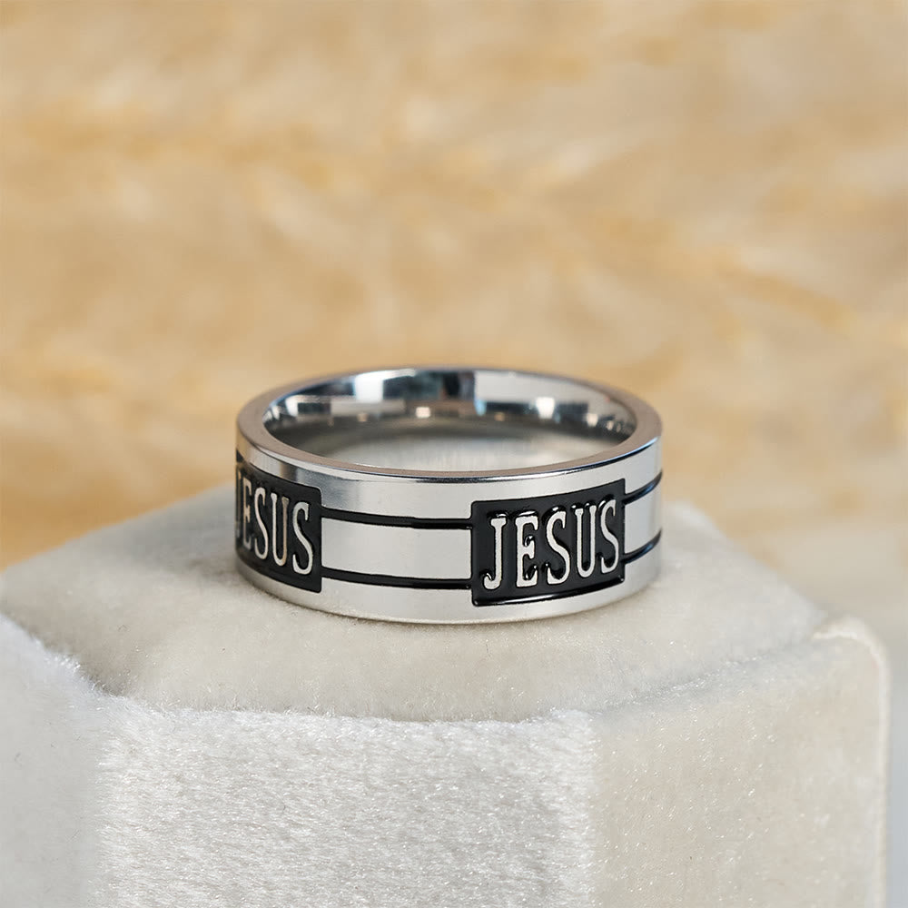 Christianartworkshop Bold JESUS Lettering Metal Ring: Carry His Grace in Daily Wear - image 4