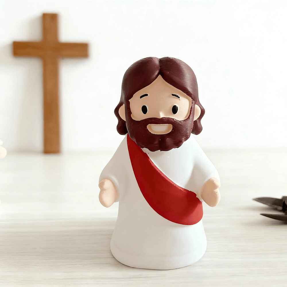 Christianartworkshop Glowing Silicone Jesus Desktop Ornament: Embody His Gentle Love for Kids - Red - image 1