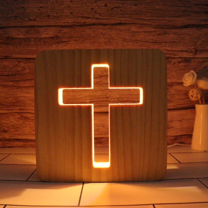 Christianartworkshop Wooden Cutout Jesus/Cross/Dove/Heart Light Ornament: Embody His Luminous Grace - Cross - 7.48''*7.48''/19*19cm - image 1