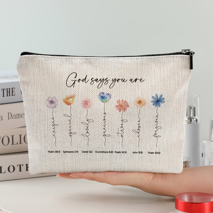 Christianartworkshop God Says You Are Scripture Affirmation Travel Cosmetic Bag: Embody His Loving Truth - image 3