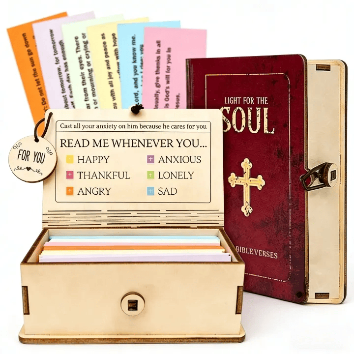 Christianartworkshop Handmade Wooden Verse Card Box: Quiet Reminder of Comfort & Grace - image 0