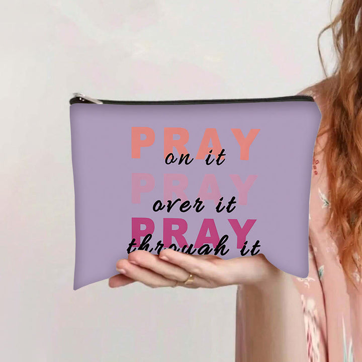 Christianartworkshop Pray On It, Pray Over It, Pray Through It Travel Cosmetic Bag - Purple - image 4